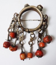 Broche argent massif et corail