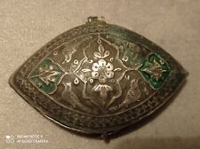 Rare Boite ancienne 19 ème Perse argent massif niellé 