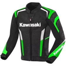 Blouson motard en cuir de vache vert et noir vert et noir pour moto de course...