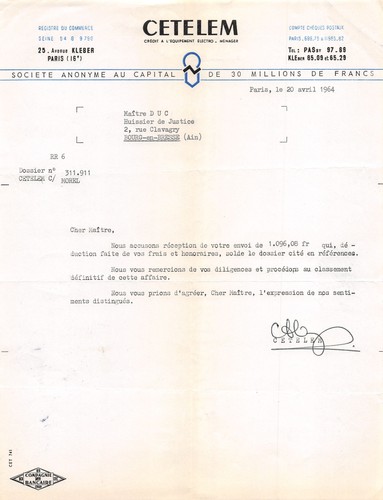 Facture 1964 cetelem - facture,