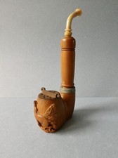 pipe tyrolienne, chamois sculpté, signé Tirol, Art Populaire