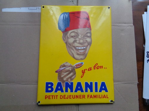 Plaque tole emaillee banania - plaque,