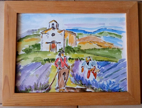 Aquarelle lavandes provence - aquarelle,