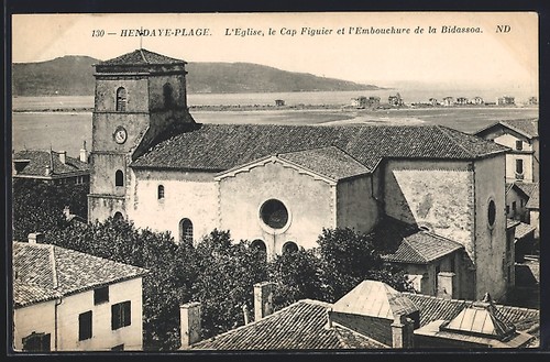 Cpa hendaye plage eglise - cpa, hendaye-plage,
