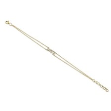 14K or Jaune Diamant Amour Bracelet Breloque Femmes Coupe Ronde 0.14 Carats