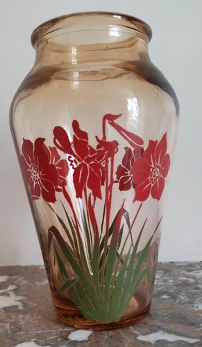 Vase verre rosé décor - en, et