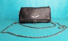 sac pochette ZADIG & VOLTAIRE rock double bandoulière cuir noir