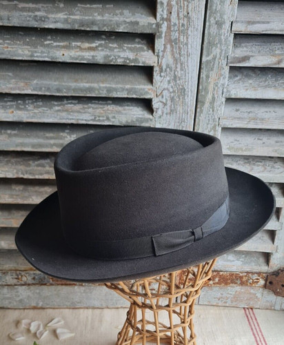 Ancien chapeau feutre noir - ,