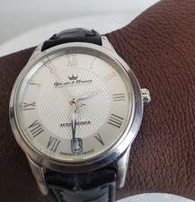 Montre Automatique Yonger Bresson La Bossière Argenté Bracelet En Cuir