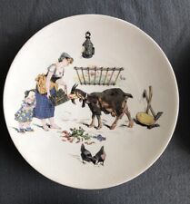 Jolie Assiette de Sarreguemines fin 19è ENFANTS RICHARD La Paysanne et La Chèvre