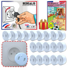 Cache-Prises de Sécurité Bébéalis lot de 20 Sans Clef Ni Adhésif  Made In France