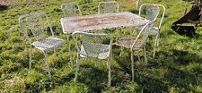 Salon de jardin René Malaval année 60-70 1 table et 6 chaises, bon état 
