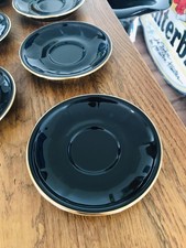 Apilco Sous Tasses Noires x6 Lot Porcelaine France Ancien