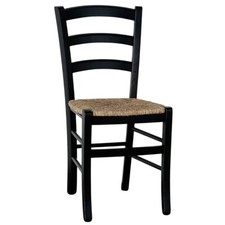 Chaise De Salle À Manger En Bois Noir Venise Avec Assise En Paille