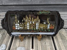 Plat à cake Longwy grand feu à décor émaillé / Chambord