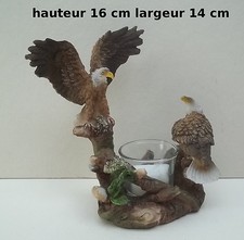 statuette avec deux aigles, en résine, porte bougie, 01 G18