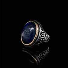 Solid Sterling 925 Silver Signet Men's Jewelry  Top Rich Lapis Lazuli Ring