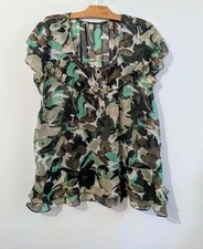 Blouse verte et noire polyester non doublé T44 M&S Mode (2509006)