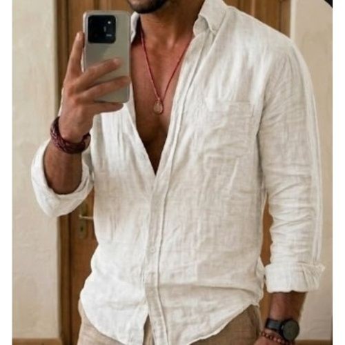Chemise lin coton blanche - lin/coton,