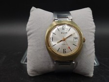 Montre Mécanique homme ELIX - Incabloc  plaqué or et acier inoxydable fonctionne