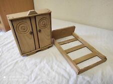 Jouet Ancien Chambre de poupée en bois Armoire + lit