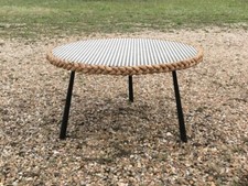 table basse audoux minet 1950 frida minet raphia corde tressé mid century 50