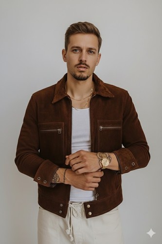 Veste homme marron fait - , main