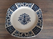 Assiette bleue et blanche faïence de Gien modèle Ibis année 1970