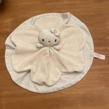 Doudou Jemini Chat Hello Kitty Blanc Rose Rond Sanrio Fleur Gris Plat
