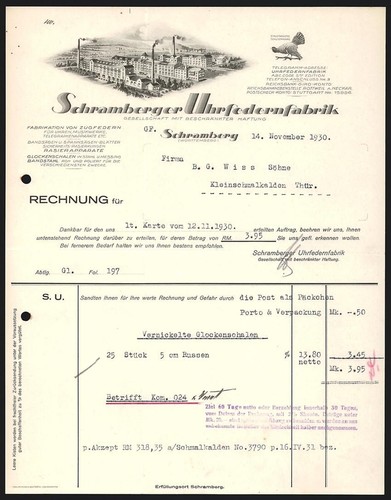 Facture schramberg 1930 - schramberg,