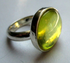 Bague taille 55 du créateur MARC LABAT argentée verre jaune bijou vintage 2111
