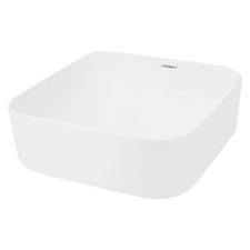 Vasque lavabo à poser carré céramique blanc lave-main salle de bain 390x390 mm
