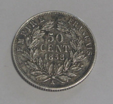 NAPOLEON III 50 CENT TETE NUE 1858 A SUP  cote 150 euro