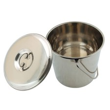 SEAU INOX 12 LITRES AVEC COUVERCLE MULTI-USAGES CHAMPAGNE CENDRES ANIMAUX