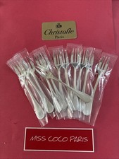 FOURCHETTES GÂTEAU CHRISTOFLE FRANCE PERLES  16 CM  METAL ARGENTE TRÈS BEL ÉTAT;