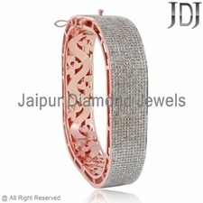Naturel 5.77 Carats Diamant Pavé 14K Solide or Rose Fantaisie Bijoux Cadeau Jonc