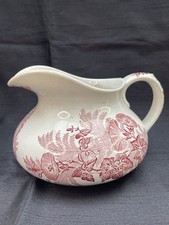 Broc de Toilette Ancien – Liseron Rouge – Faïence Française XIXᵉ Terre de Fer