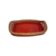 Plateau vintage en rotin et
