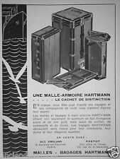 PUBLICITÉ 1931 BAGAGES ET MALLE-ARMOIRE HARTMANN - PRETOT 