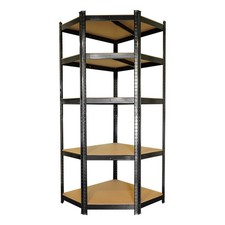Étagère d'angle noire charges lourdes - en métal 5 plateaux - 875 Kg - 180x75x40