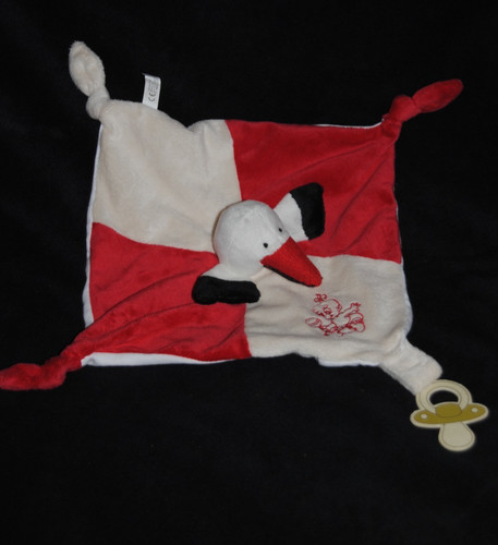 Doudou plat cigogne - cigogne, carré