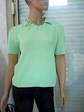 PULL MI SAISON TRES DOUX VERT ANIS MANCHE COURTE T 38 /40 /42 NEUF
