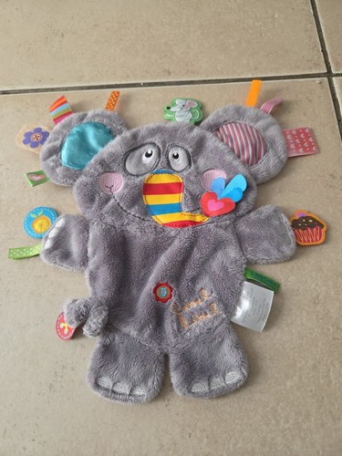 Doudou plat elephant label - elephant,