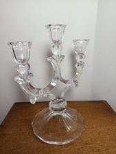 Chandelier a bougeoir à 3 branches en cristal de Bohème ? Vintage 
