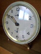 ancien REVEIL matin MECANIQUE marque JAZ Clock Uhr c1950 retro vintage !