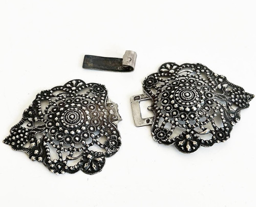 Boucle ancienne agrafe cape - agrafe,