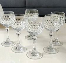 Lot 6 Verres Cristal Boule Christinenhütte. Motifs Écailles/Tige Empire, 15 cm