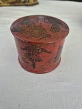 BOITE à POUDRE papier mâché rouge Travail Asiatique 