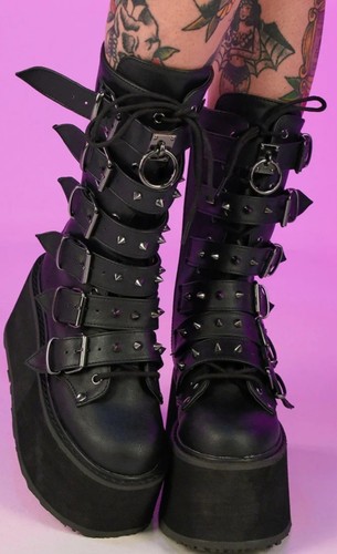 Demonia matte black studded - demonia,