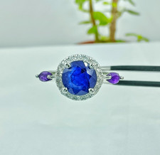 Bague saphir bleu naturel